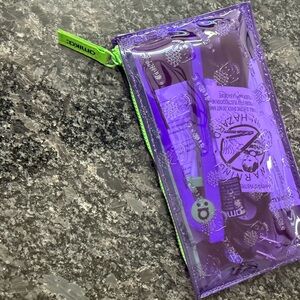 NWOT Amika Purple Clear Cosmetic Pouch mini travel flat iron